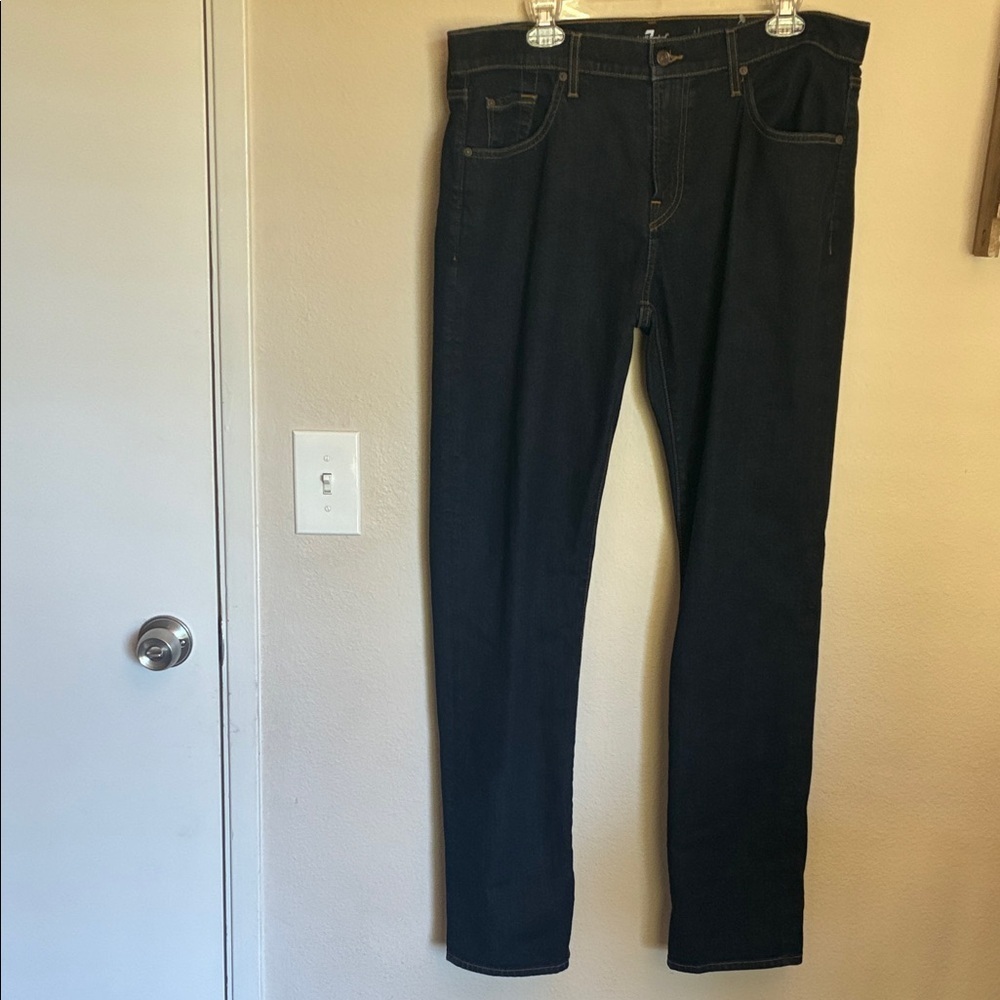 7 For All Mankind 125 King Relaxed Straight Leg Jeans - Blue - Size 36